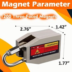 Three Sides Fishing Magnet Kit Strong Powerful Combined 1200Lb, Super Strong Neo