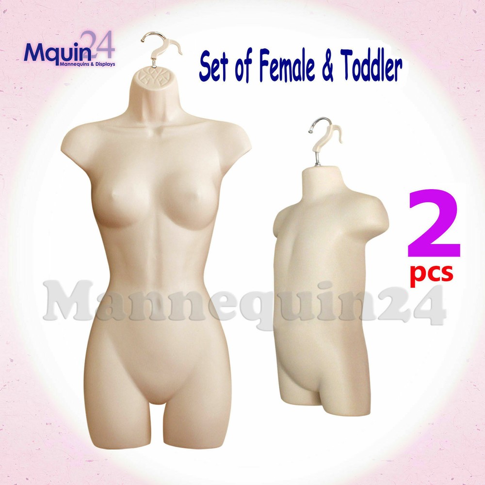 FLESH FEMALE & TODDLER TORSO MANNEQUIN SET – WOMEN & KIDS DRESS FORMS