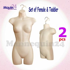 FLESH FEMALE & TODDLER TORSO MANNEQUIN SET – WOMEN & KIDS DRESS FORMS