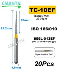 US Fine Dental Burs Diamond Burs High Speed Turbines Drills Tools 1.6mm 20pcs