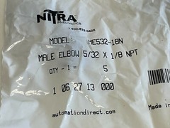 U2: Pack of 5 Nitra ME532-18N Male Elbow 5/32 X 1/8 NPT