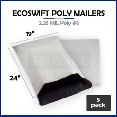 5 19×24 ECOSWIFT WHITE POLY MAILERS SHIPPING ENVELOPES BAGS