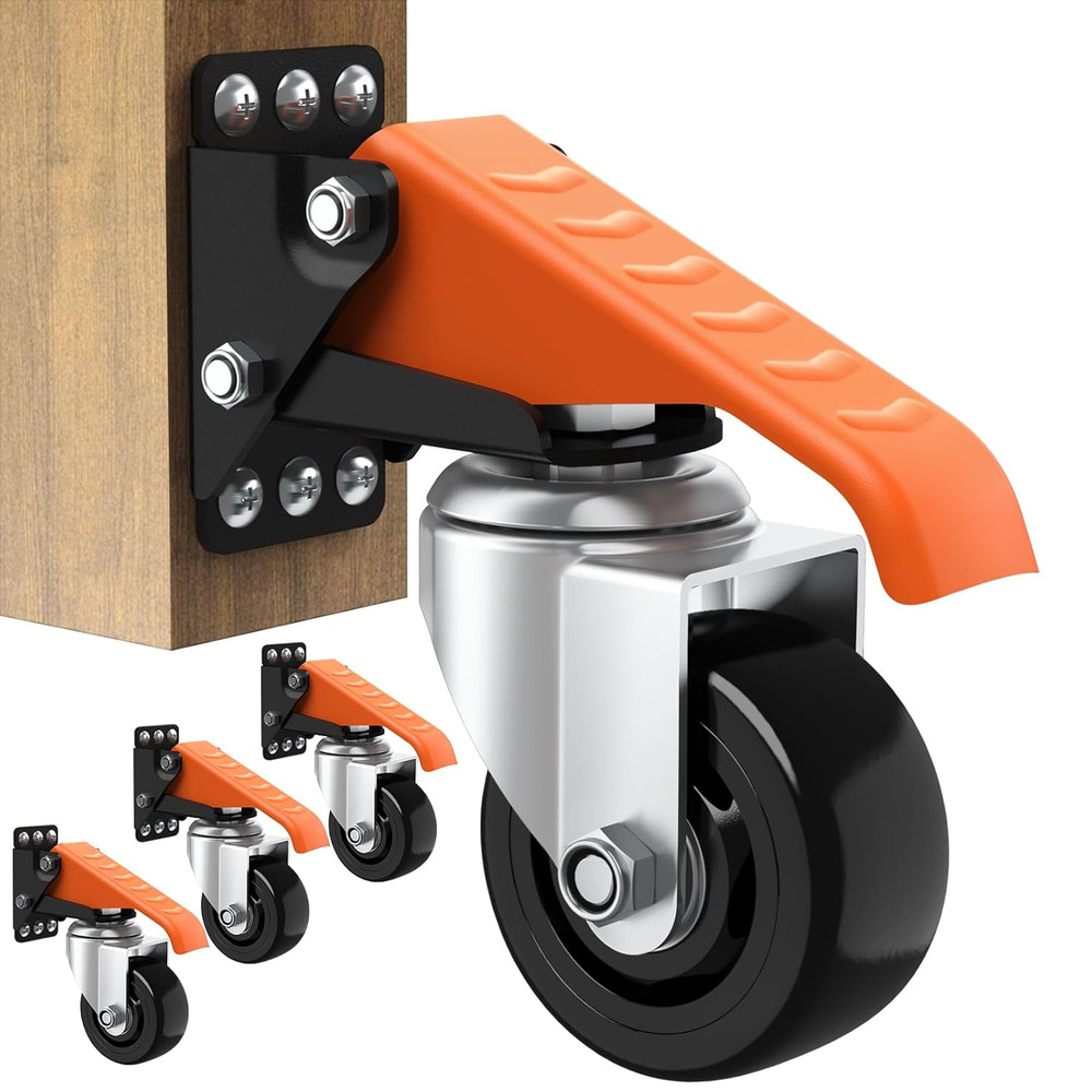 Workbench Casters Wheels Kit 920 Lbs Capacity Retractable Casters Set of 4 Heavy