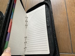 Vintage Stamped Basketweave Leather Reinforced Stitched Organizer Calendar Book