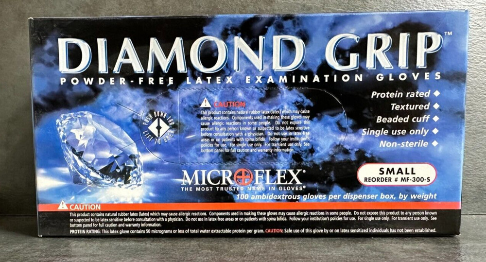 Microflex Diamond Grip MF-300-S Small Exam. Gloves, 100 ea., new