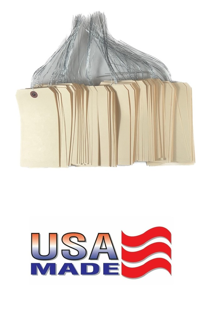 100 pcs 6 1/4″ x 3 1/8″ Size 8 Manila XL Large Tag PreWired Price Tags with Wire