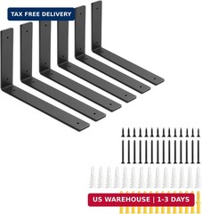 10 Inch Heavy Duty Floating Shelf Brackets 6 Pack, Extra Thick 0.2″ Steel Indust