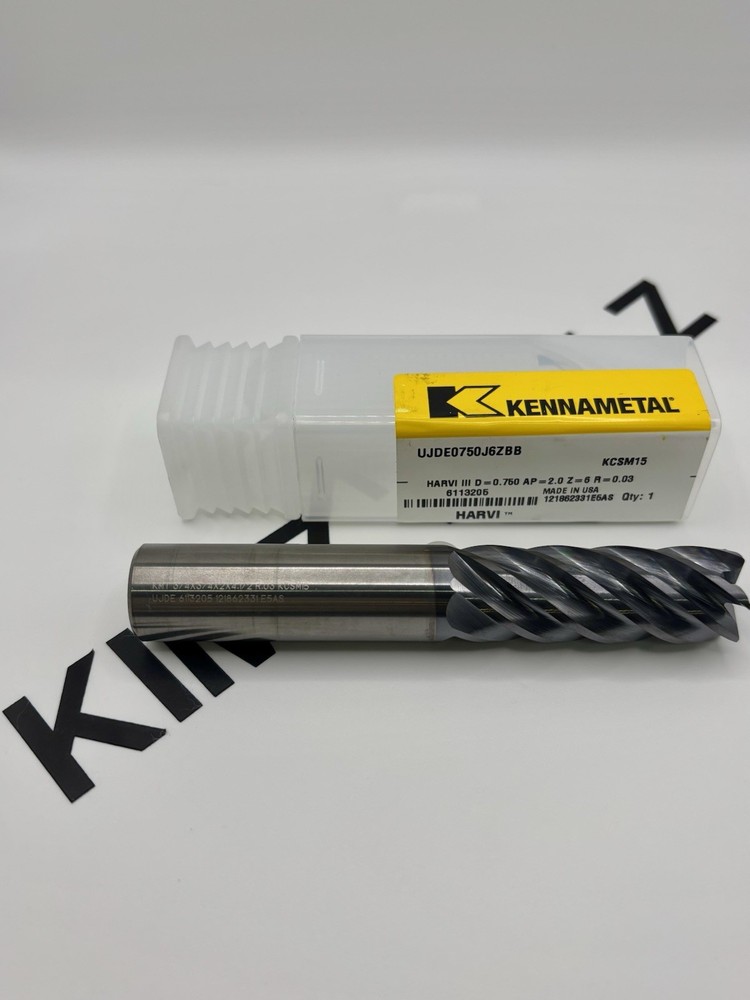 KENNAMETAL 6113205 CARBIDE 3/4×3/4x2x4 1/2 6F .030R END MILL. FREE SHIPPING