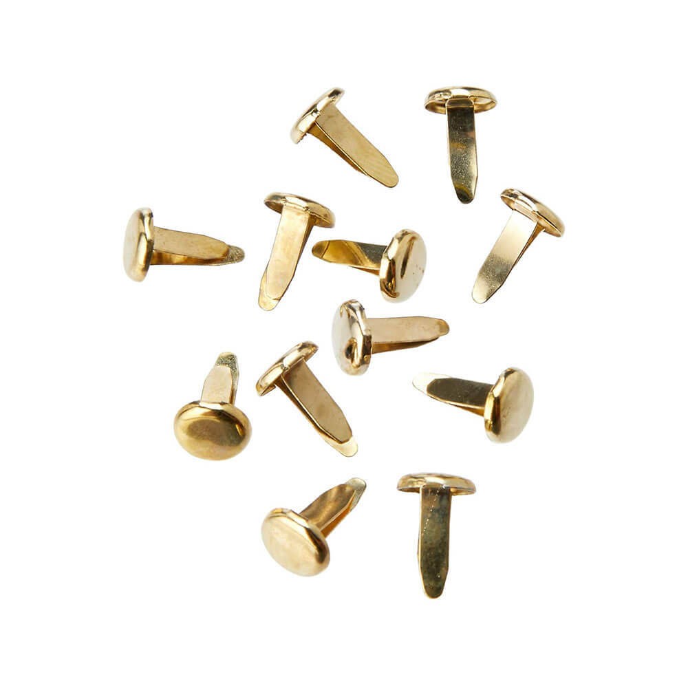 Premier Quality Paper Fastener 9mm Round Head Spear Point Brass Plated Steel