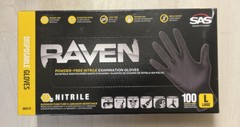 SAS Safety 66518 Raven Nitrile 6 Mil Large Disposable Gloves, Black – 100 Count