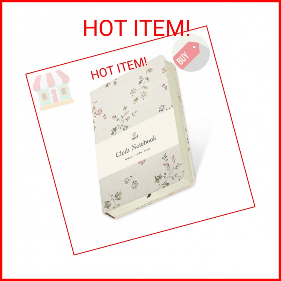 ipoul Floral Linen Notebook, Similar Embroidered, Small, 5×7, B6, Hardcover, Lay