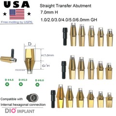 Dental Titanium Cemented Straight Transfer Abutment Regular Hex Fit Hiossen ET