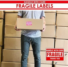500PCS 1Roll Fragile Stickers 2×3 Fragile Label Sticker Handle With Care Mailing
