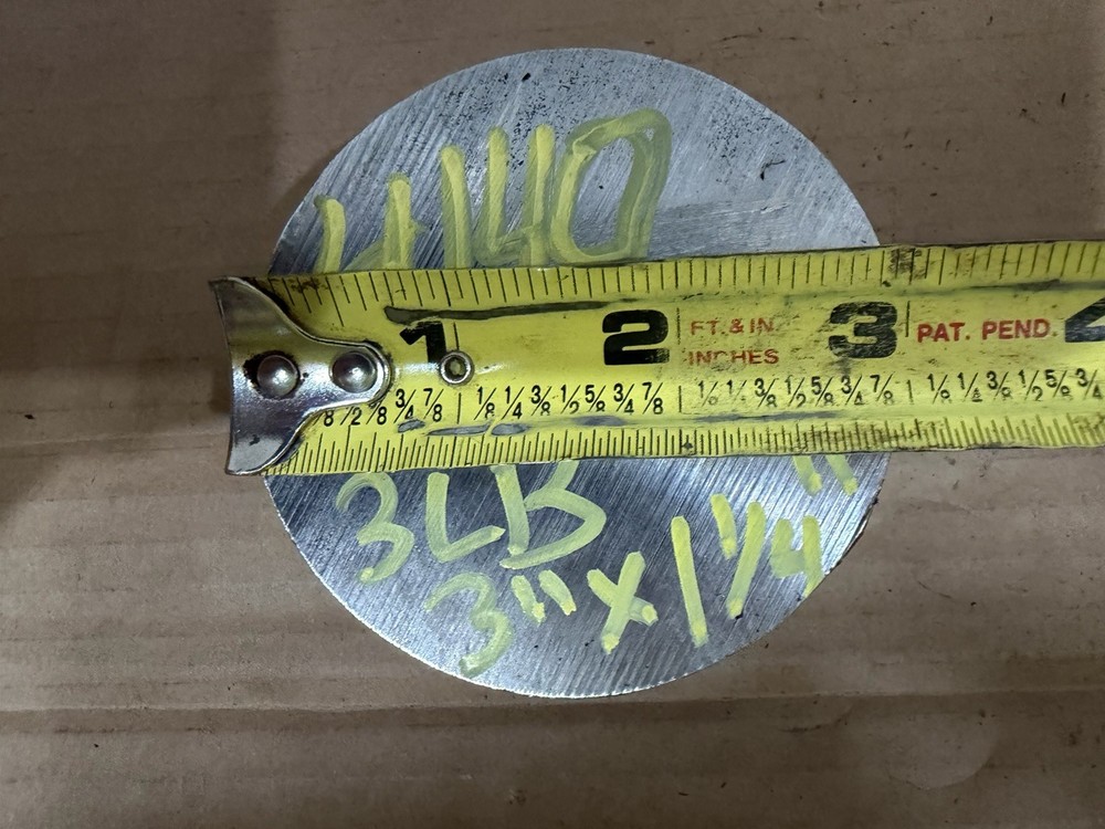 1 Slice 4140 Hot Rolled Steel Bar Round Stock Heat Treated 3” OD x ~1 1/4”