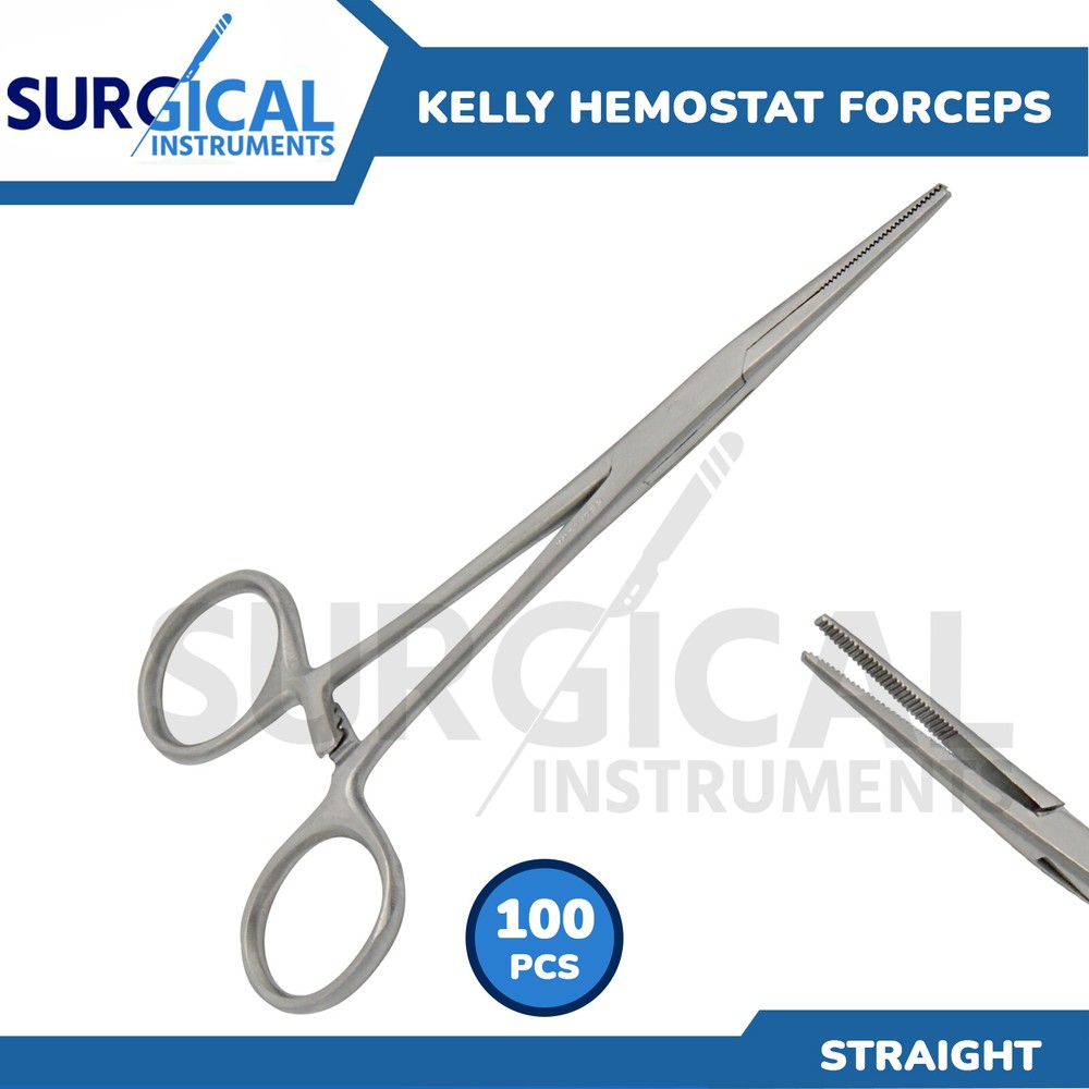 100 Kelly Hemostat Forceps Surgical & Veterinary Economy 6.25″ Straight German G