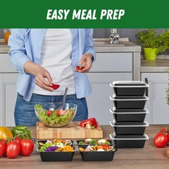 Dealusy 50 Pack (100-Piece) 24 oz Meal Prep Containers Reusable 24 oz, Black