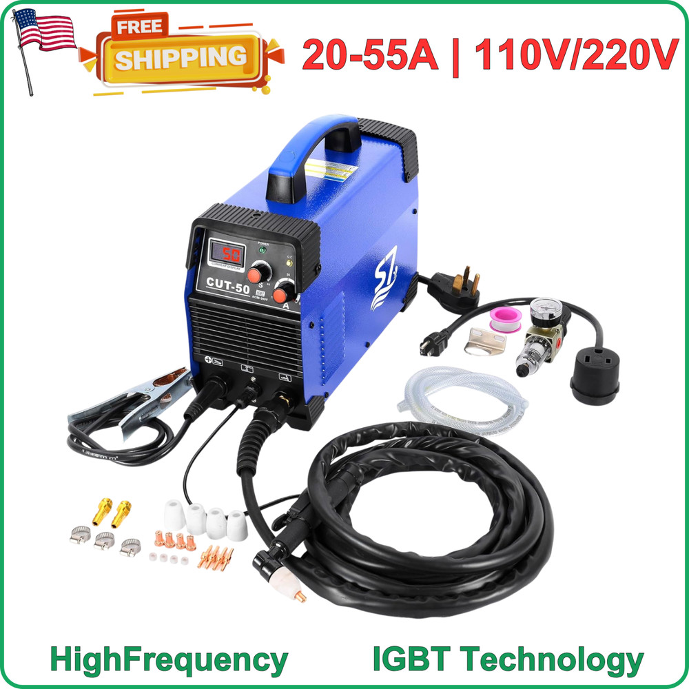 Plasma Cutter,CUT50 55Amp 110V/220V Dual Voltage IGBT Cutting Machine, 50/60Hz