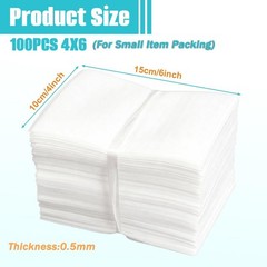 100Pcs 4×6 Inch Foam Wrap Pouches Cushion Sheets Packing Bags for Shipping Movin