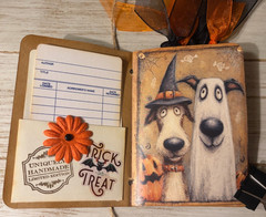 Junk Journal Handmade Booklet Book Vintage “Halloween Dogs” Pockets, Ephemera