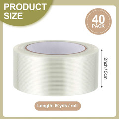 40 Rolls Strapping Tape Bulk 2 Inch X 60 Yards 5.5 Mil Fiberglass Filament Tape