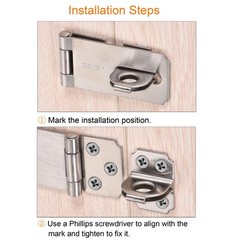 2pcs 6″ Stainless Steel Thick Door Latch Hasp Lock Clasp with Screws Silver