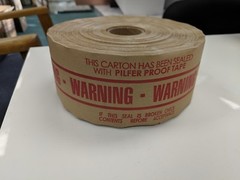 3″ x 450′ Reinforced Water Activated WARNING tape heavy duty gummed 10 rolls/ cs