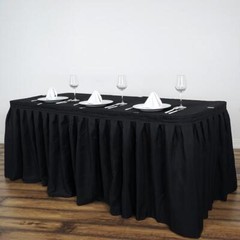 Black 14 feet POLYESTER PLEATED TABLE SKIRT Tradeshow Wedding Catering Supplies