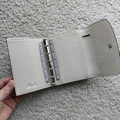 Brelio M5 Micro 5-Ring Leather Pocket Planner – Pastel Lavender / Cream w.box