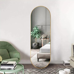 Oval Full Length Mirror, 65″×22″ Wall-Mounted Floor Mirror with Metal Frame, Ult