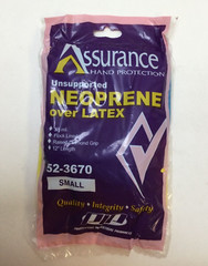 Assurance Unsupported Neoprene/Latex, Flock Lined w/ Raised Diamond Grip 12 Pack