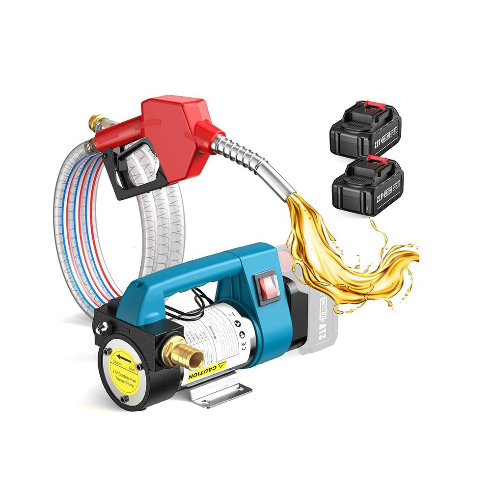 12 GPM Electric Cordless Diesel Kerosene Pump Fuel Transfer Pump 21V 2x 4.0Ah