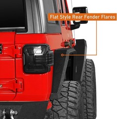 2018-2026 Jeep Wrangler JL Rear Steel Flat Fender Flares Textured Black 2PCS
