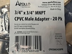 Lot of 20 Apollo – CPVCMA3420PK – 3/4″ x 3/4″ MNPT – CPVC Male Adapter