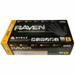 66518 Raven Powder-Free Black Nitrile Gloves ( 1 Box of 100 ) ( Large )