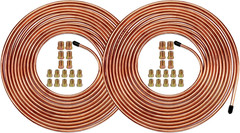 2 Set 3/16″ Brake Line Kit 25 Ft Copper Coated Braking Tubing + 16 Braking Fitti