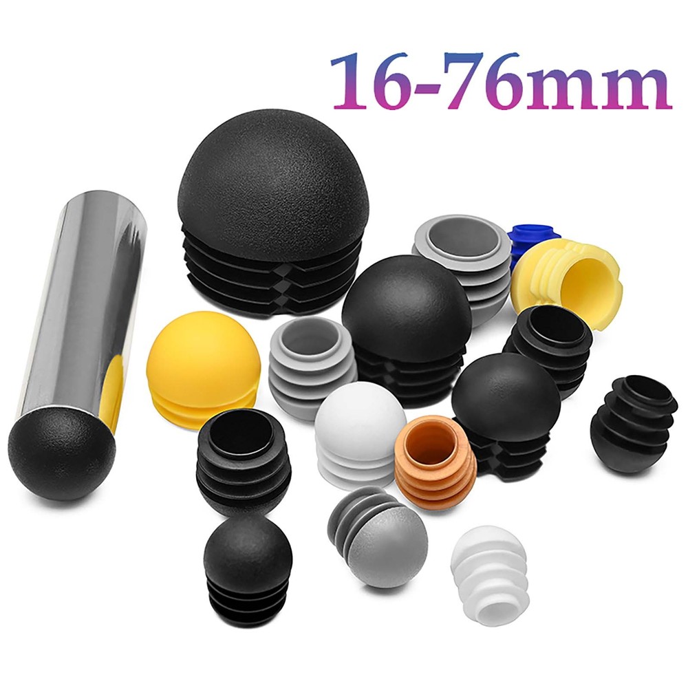 Domed Round Plastic Blanking Plugs Bungs End Caps Tube Pipe Inserts Black/White