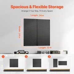 VEVOR Metal Pegboard Panels 2 Pcs 24″ x 12″ Wall Organizer for Garage Storage