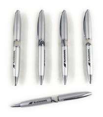 5ct Misprint Premium Executive Metal Pens: HUB PEN Lombardo Marble Trim SILVER