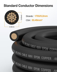 1/0 Gauge Wire Battery Cable, 1/0 AWG EPDM Welding Cable with Oxygen-Free Copper