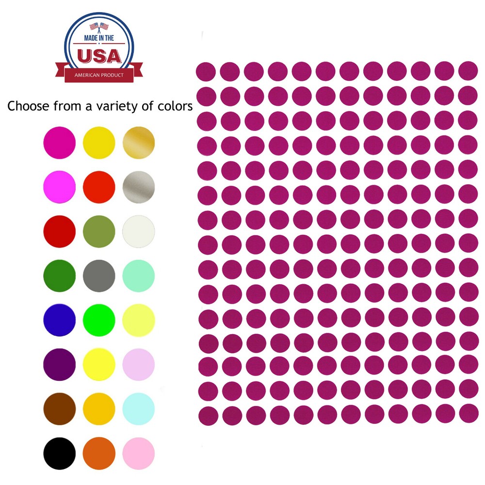 Royal Green Dot Stickers ~1/4 Inch 8 mm Round Circle Labels 36 Colors Available