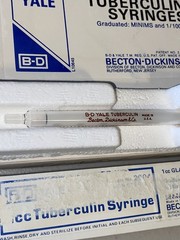 (6) Becton-Dickinson Yale 1cc glass Luer tip tuberculin syringes