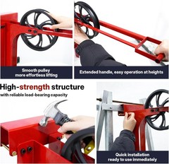 Hoisting Wheel w/ Long Handle 500 Lbs Universal Ladder Pulley Attachment Lifting