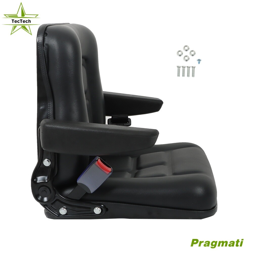 Universal Tractor Seat Adjustable Armrest and Slide Trenchers Back & Seatbelt