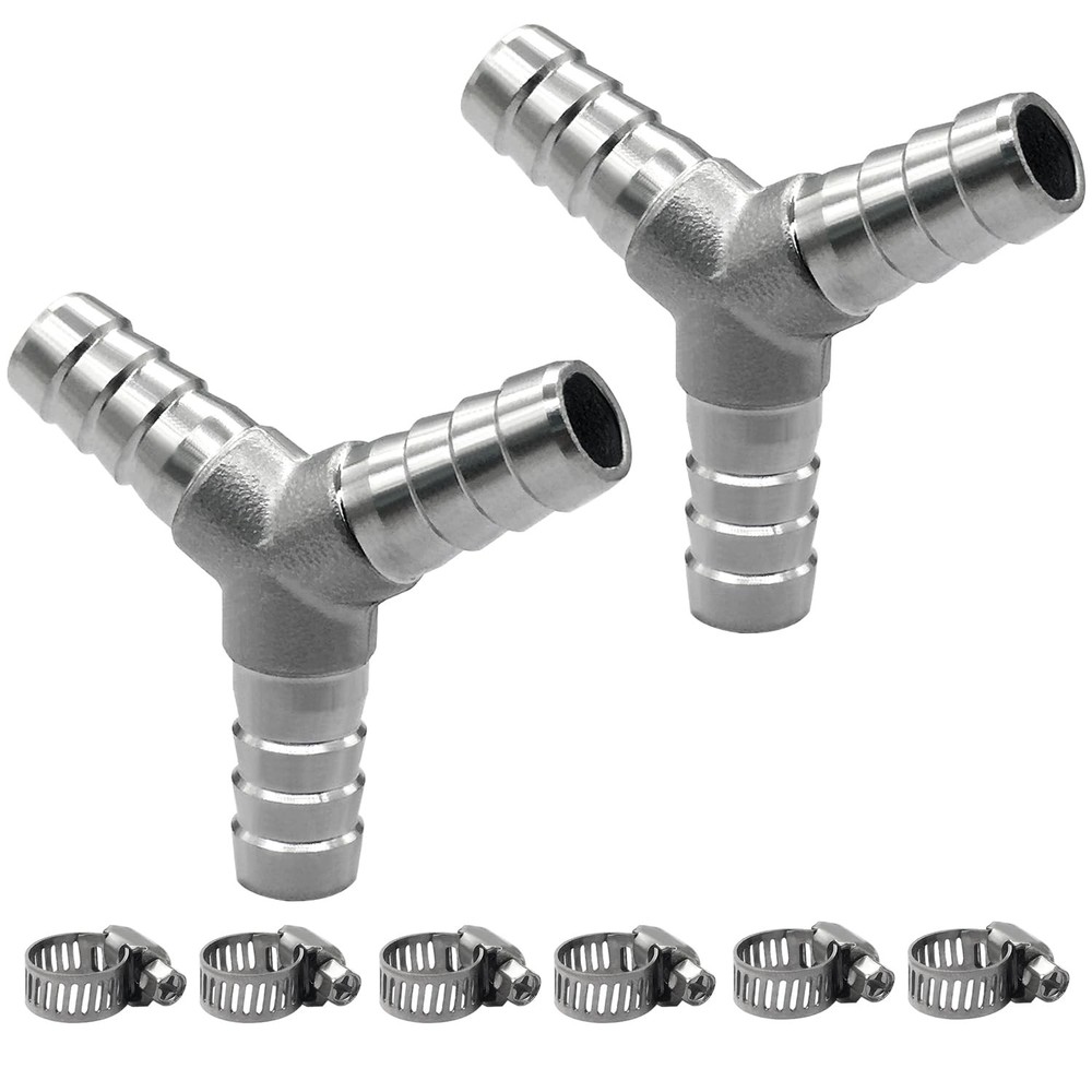 2Pcs Stainless Steel 5/16″ x 5/16″ x 5/16″ Hose Barb Fittings, 3 Way Y Shape …