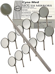 New Premium 12 x Dental Mouth Mirror heads Cone Socket #5 Plain + Free Handle