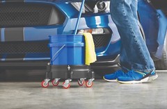 Heavy Duty 5 Gallon Auto Drive durable Bucket Dolly Mop Wash Drum Cart Rolling.