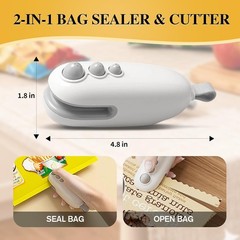 Mini Bag Sealer with Cutter and Magnet,Vacuum Sealer Bags for Food,Bag Resealer,