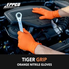 Tiger Grip Nitrile Gloves 8MIL Diamond Grip – Hi-VIS Orange – 1 Box/ 100 gloves