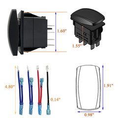 Amber Led Turn Signal Rocker Switch 7 PIN On-Off-On DPDT Toggle Switch with Jump