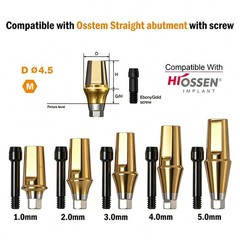 US Titanium Straight Abutment Hex For Hiossen ET Osstem TS Mini Regular Platform